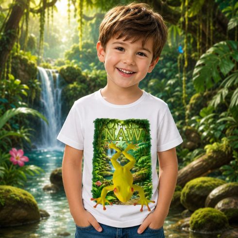 Béka mintás gyerek póló fiú modellen - Noel's Animal World
