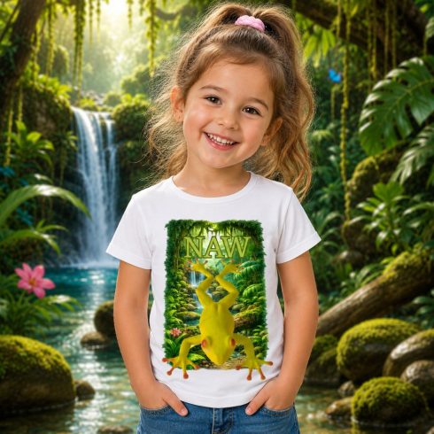 Béka mintás gyerekpóló lány modellen - Noel's Animal World