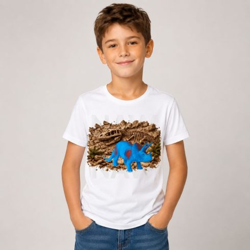Dinoszaurusz mintás gyerek póló fiú modellen - Noel's Animal World