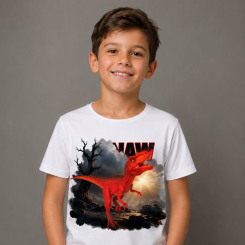 Dinoszaurusz mintás gyerek póló fiú modellen - Noel's Animal World