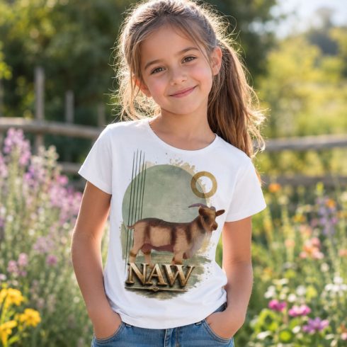Kecske mintás gyerek póló lány modellen - Noel's Animal World