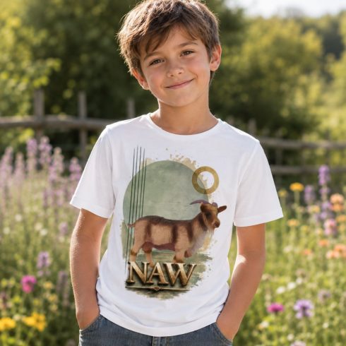 Kecske mintás gyerek póló fiú modellen - Noel's Animal World