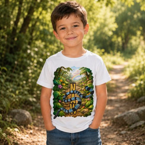 Kígyó mintás gyerek póló fiú modellen - Noel's Animal World