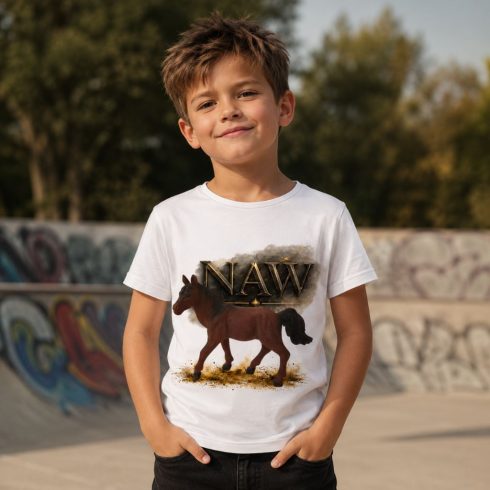 Ló mintás gyerek póló fiú modellen - Noel's Animal World