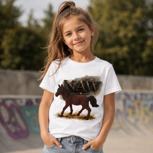 Ló mintás gyerek póló lány modellen - Noel's Animal World