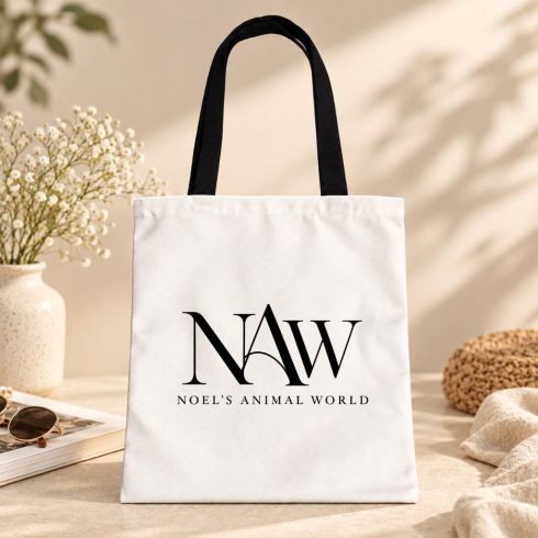 Mom Bag vászontáska elegáns fekete NAW felirattal