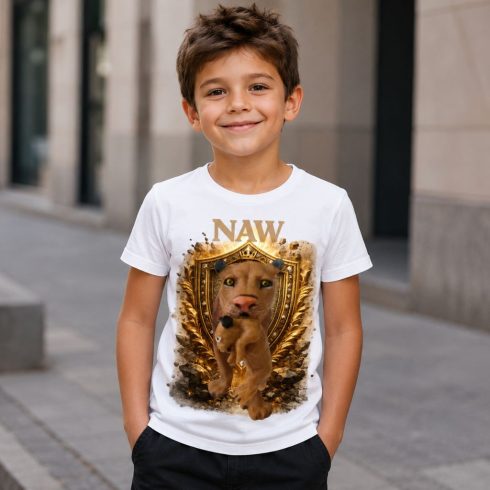 Oroszlán mintás gyerek póló fiú modellen - Noel's Animal World