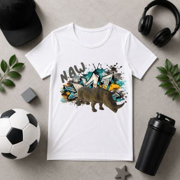 Orrszarvú mintás gyerek póló – Noel's Animal World