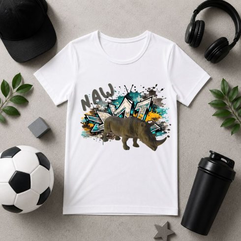 Orrszarvú mintás gyerek póló – Noel's Animal World