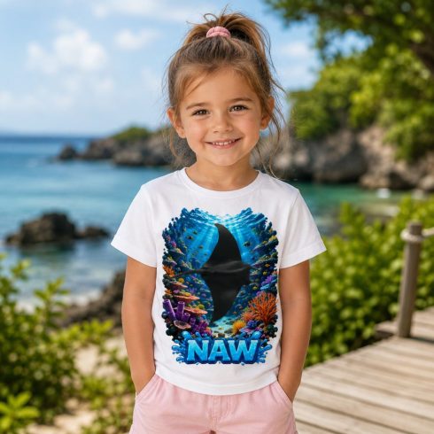Rája mintás gyerek póló – lány modellen - Noel's Animal World
